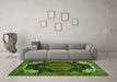 Machine Washable Persian Green Traditional Area Rugs in a Living Room,, wshtr154grn