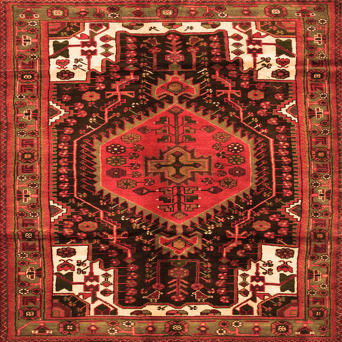 Round Machine Washable Persian Orange Traditional Area Rugs, wshtr154org