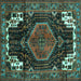 Square Machine Washable Persian Turquoise Traditional Area Rugs, wshtr154turq