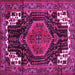 Square Machine Washable Persian Pink Traditional Rug, wshtr154pnk