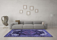 Machine Washable Persian Blue Traditional Rug, wshtr154blu