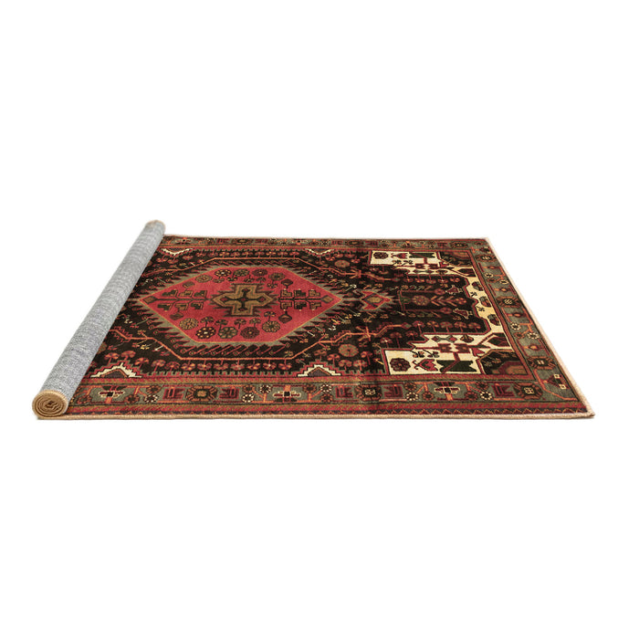 Sideview of Machine Washable Persian Brown Traditional Rug, wshtr154brn