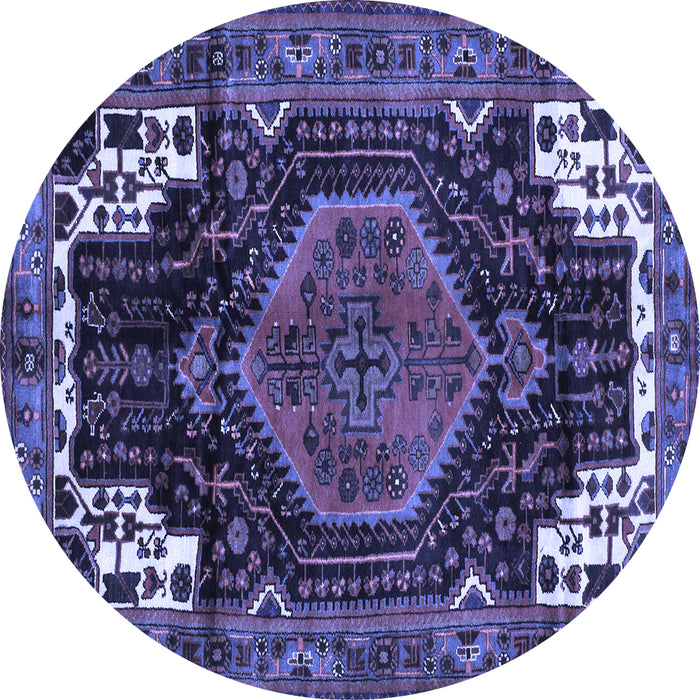 Round Persian Blue Traditional Rug, tr154blu