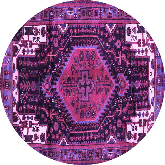 Round Machine Washable Persian Purple Traditional Area Rugs, wshtr154pur