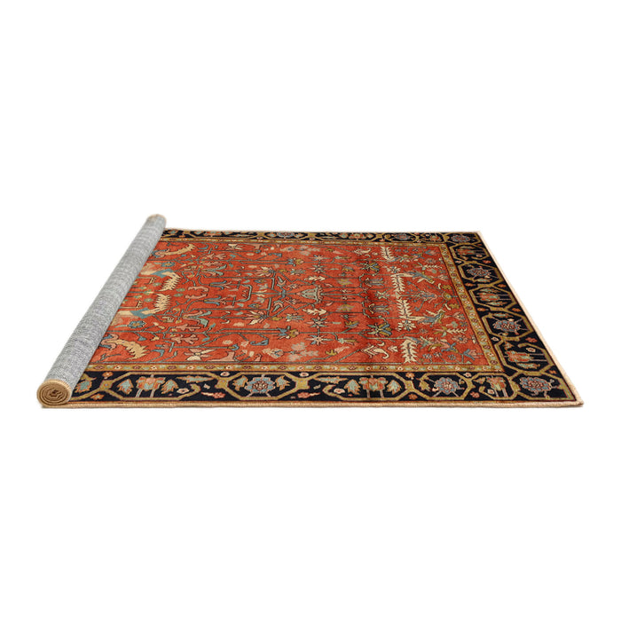 Sideview of Machine Washable Traditional Tomato Red Rug, wshtr1550