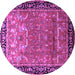 Round Machine Washable Persian Purple Traditional Area Rugs, wshtr1550pur