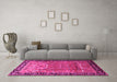 Machine Washable Persian Pink Traditional Rug in a Living Room, wshtr1550pnk