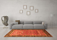 Machine Washable Persian Orange Traditional Rug, wshtr1550org