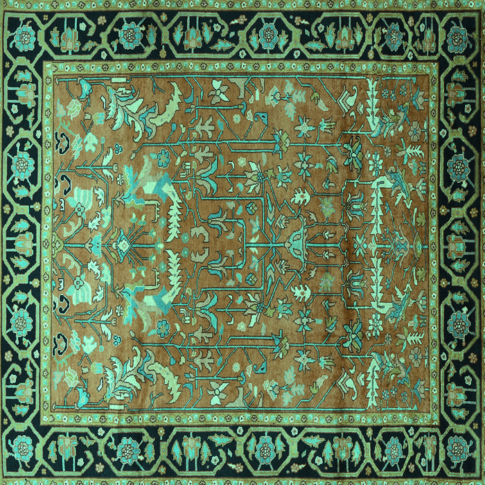 Square Machine Washable Persian Turquoise Traditional Area Rugs, wshtr1550turq
