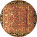 Round Machine Washable Persian Brown Traditional Rug, wshtr1550brn