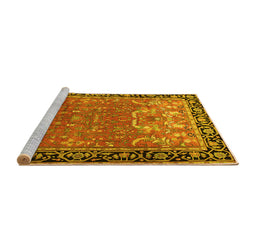 Sideview of Machine Washable Persian Yellow Traditional Rug, wshtr1550yw