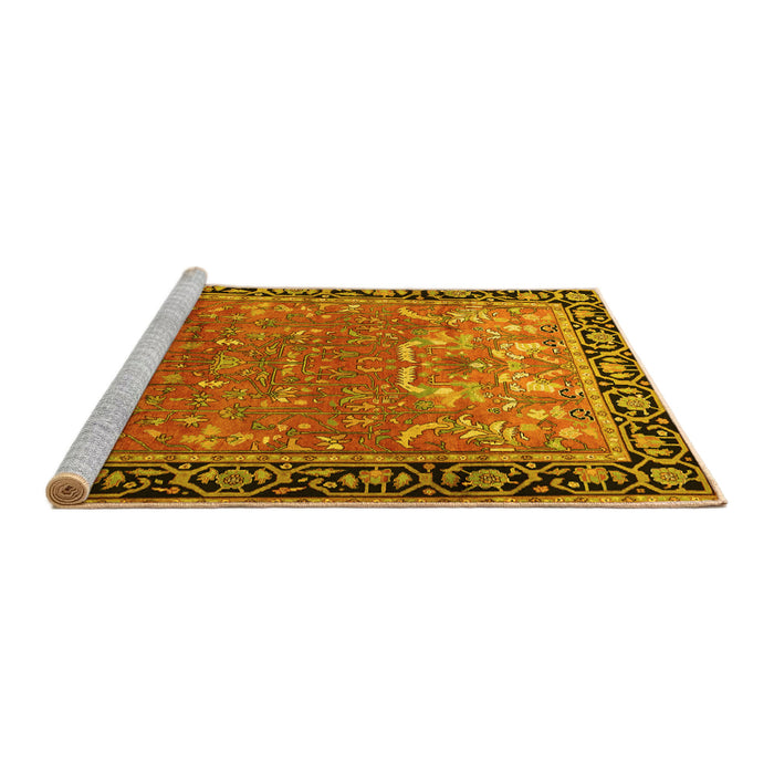 Sideview of Machine Washable Persian Yellow Traditional Rug, wshtr1550yw