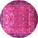 Round Machine Washable Persian Pink Traditional Rug, wshtr1550pnk