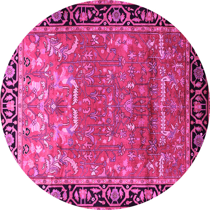 Round Persian Pink Traditional Rug, tr1550pnk