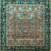 Square Persian Light Blue Traditional Rug, tr1550lblu