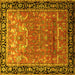 Square Machine Washable Persian Yellow Traditional Rug, wshtr1550yw