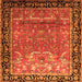 Round Machine Washable Persian Orange Traditional Area Rugs, wshtr1550org