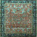 Square Machine Washable Persian Light Blue Traditional Rug, wshtr1550lblu