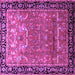 Square Machine Washable Persian Purple Traditional Area Rugs, wshtr1550pur