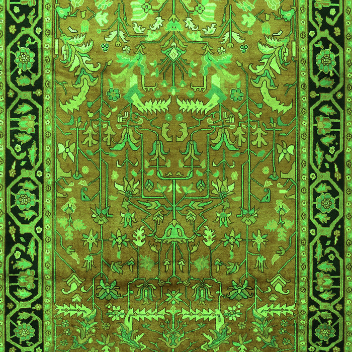 Serging Thickness of Machine Washable Persian Green Traditional Area Rugs, wshtr1550grn