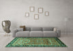 Machine Washable Persian Turquoise Traditional Area Rugs in a Living Room,, wshtr1550turq