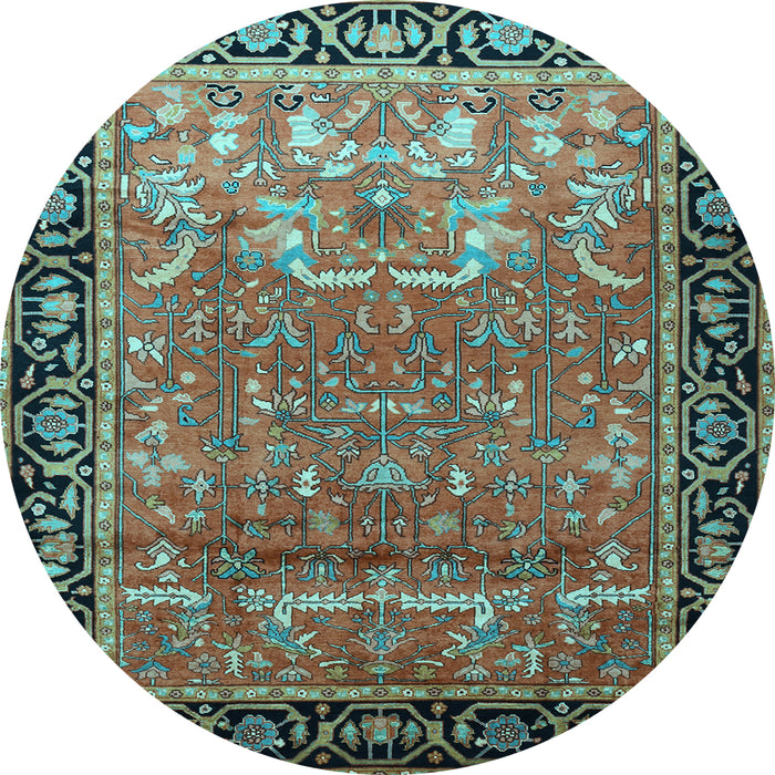 Round Persian Light Blue Traditional Rug, tr1550lblu