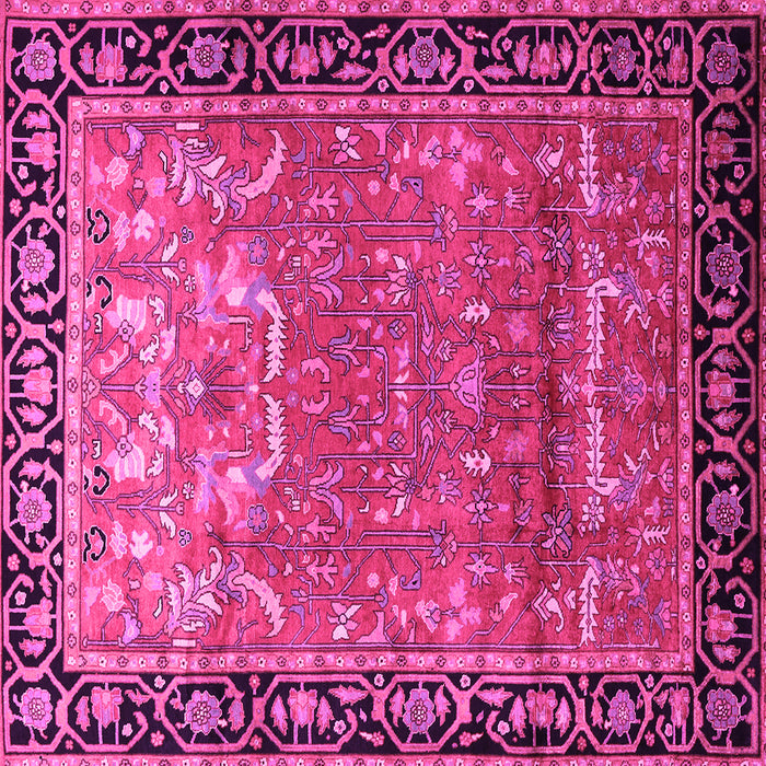 Square Machine Washable Persian Pink Traditional Rug, wshtr1550pnk