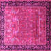 Square Machine Washable Persian Pink Traditional Rug, wshtr1550pnk