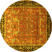 Round Persian Yellow Traditional Rug, tr1550yw