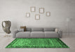 Machine Washable Persian Emerald Green Traditional Area Rugs in a Living Room,, wshtr1550emgrn