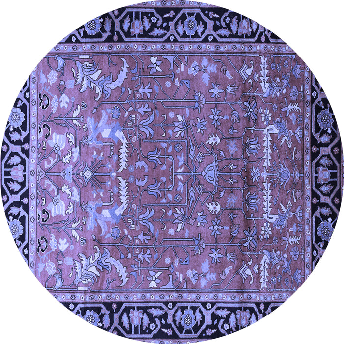 Round Persian Blue Traditional Rug, tr1550blu