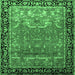 Square Machine Washable Persian Emerald Green Traditional Area Rugs, wshtr1550emgrn