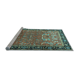 Sideview of Machine Washable Persian Light Blue Traditional Rug, wshtr1550lblu