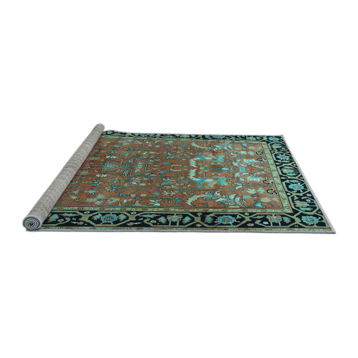 Sideview of Machine Washable Persian Light Blue Traditional Rug, wshtr1550lblu