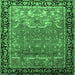 Square Persian Emerald Green Traditional Rug, tr1550emgrn