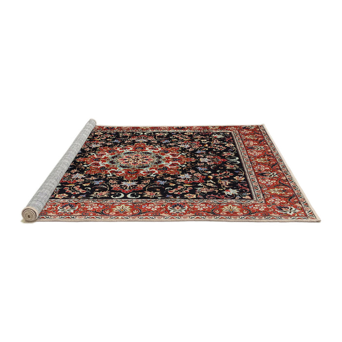 Sideview of Machine Washable Traditional Deep Red Rug, wshtr1551