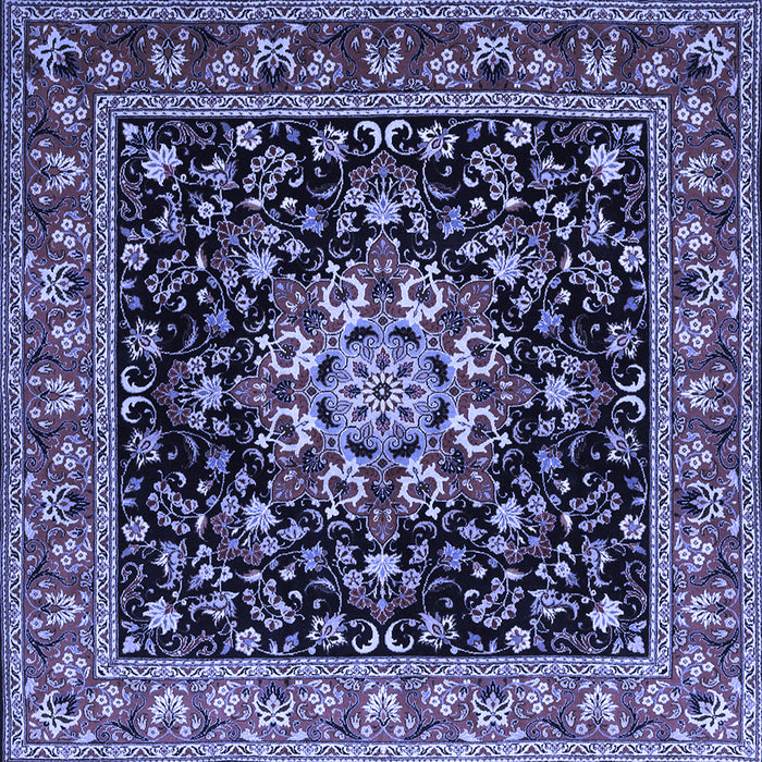 Square Machine Washable Persian Blue Traditional Rug, wshtr1551blu