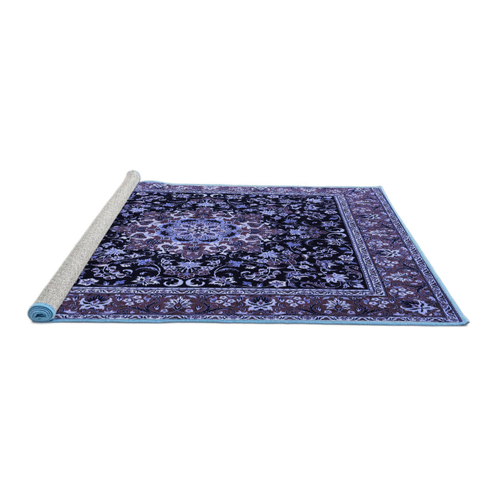 Sideview of Machine Washable Persian Blue Traditional Rug, wshtr1551blu