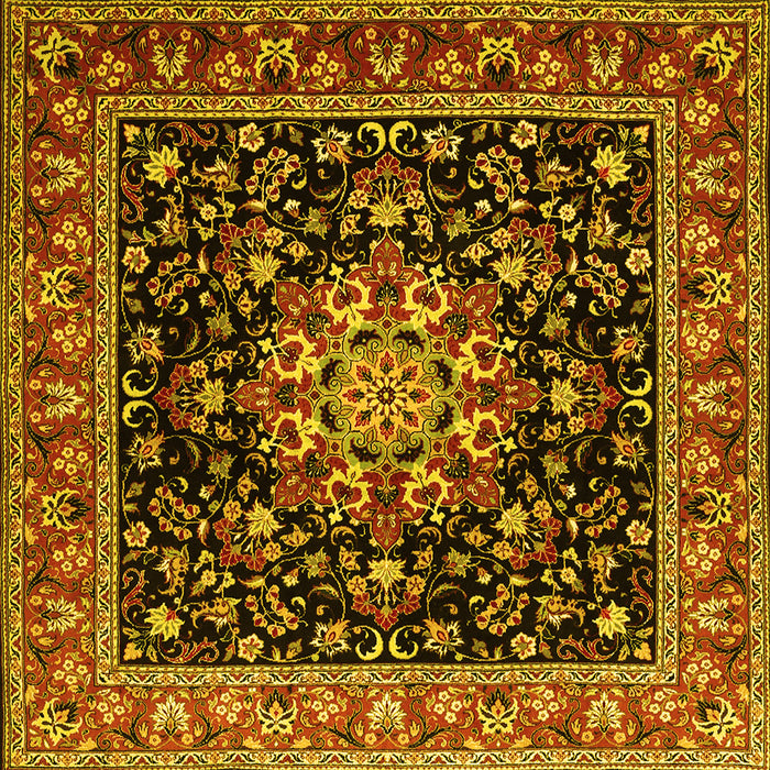Square Machine Washable Persian Yellow Traditional Rug, wshtr1551yw