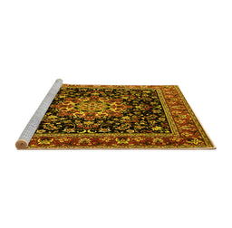 Sideview of Machine Washable Persian Yellow Traditional Rug, wshtr1551yw