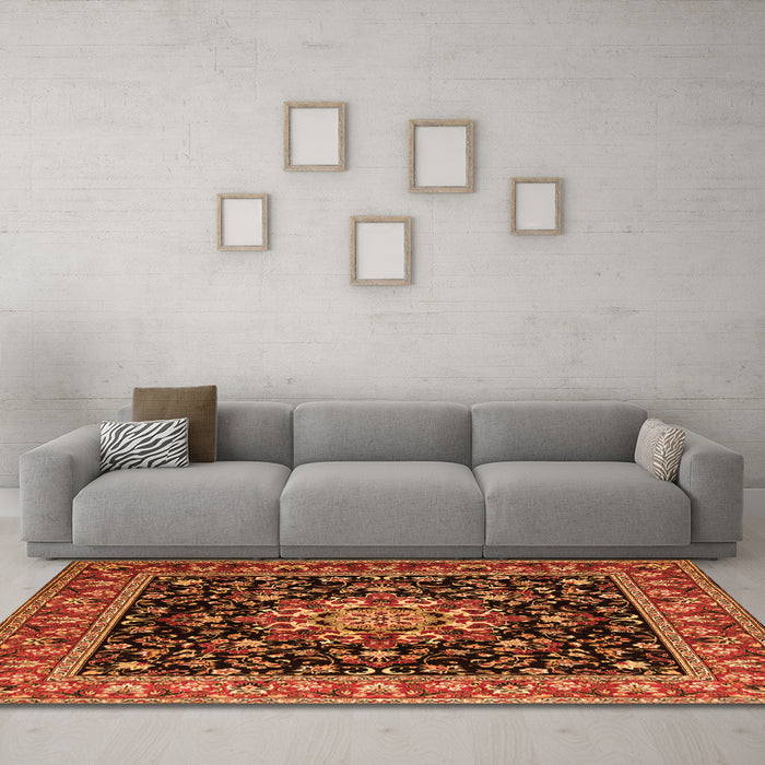 Machine Washable Persian Orange Traditional Area Rugs in a Living Room, wshtr1551org