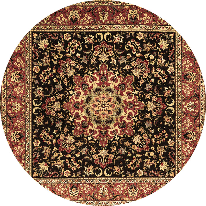 Round Persian Brown Traditional Rug, tr1551brn