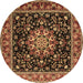 Round Persian Brown Traditional Rug, tr1551brn