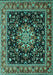 Machine Washable Persian Turquoise Traditional Area Rugs, wshtr1551turq