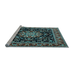 Sideview of Machine Washable Persian Light Blue Traditional Rug, wshtr1551lblu