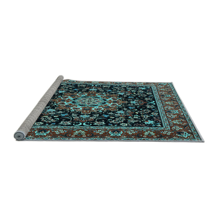 Sideview of Machine Washable Persian Light Blue Traditional Rug, wshtr1551lblu