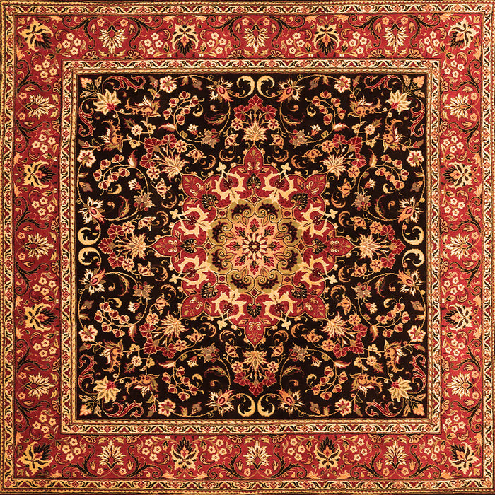 Round Machine Washable Persian Orange Traditional Area Rugs, wshtr1551org