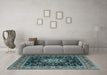 Machine Washable Persian Light Blue Traditional Rug in a Living Room, wshtr1551lblu