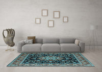 Machine Washable Persian Light Blue Traditional Rug, wshtr1551lblu