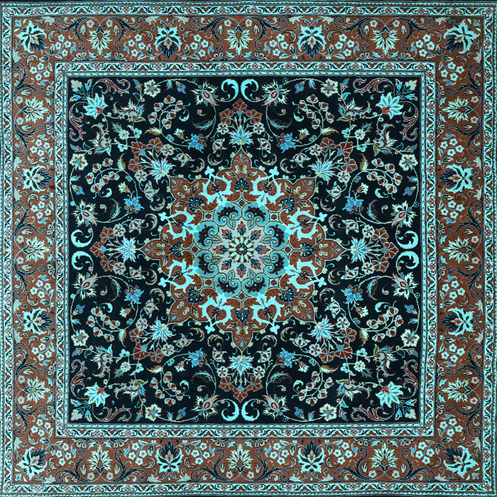 Square Machine Washable Persian Light Blue Traditional Rug, wshtr1551lblu